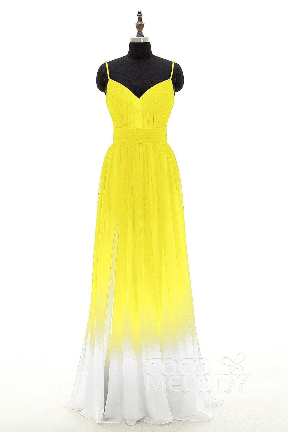 Sheath Floor Length Chiffon Ombre Bridesmaid Dress Formal Dresses PR3268 - COCOMELODY